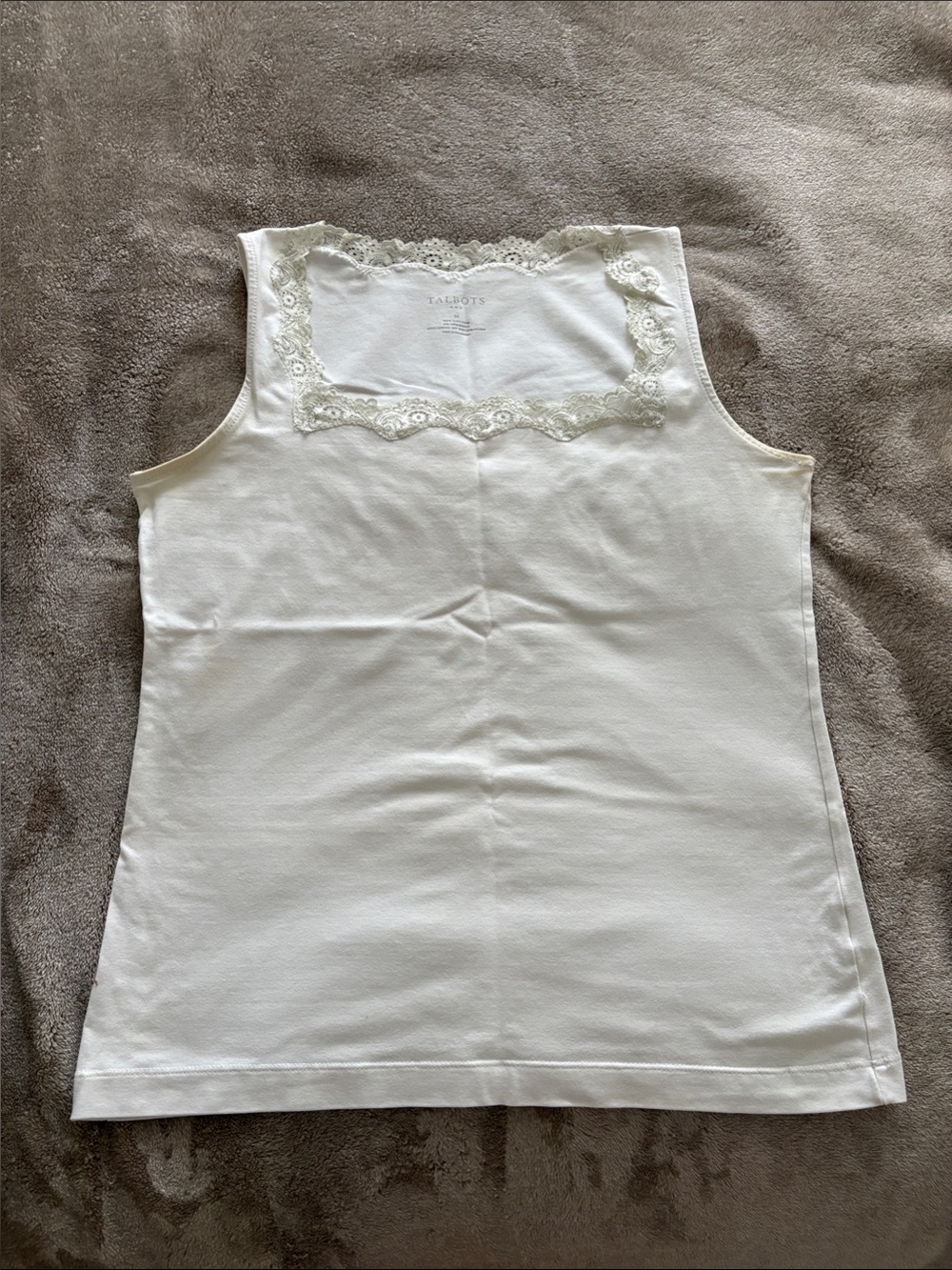 Talbots Ivory Lace-Trim Square Neck Camisole